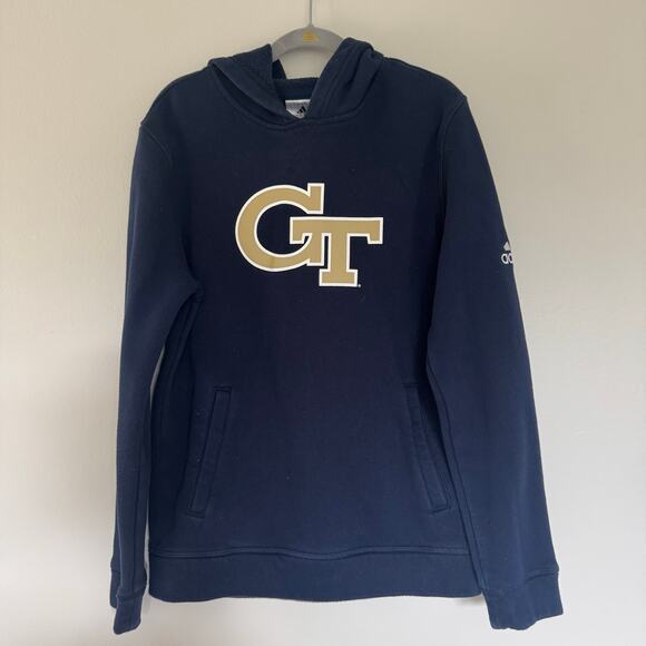 ADIDAS Georgia Tech Yellow Jackets Embroidered Logo Hooded Sweatshirt - Picture 1 of 5